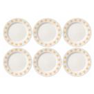 Conjunto 6 Pratos Raso Lilie Flores Cerâmica