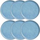 Conjunto 6 Pratos Rasos 27,5cm Linhas Breeze Cerâmica Azul Porto Brasil Almoço Jantar Mesa Posta