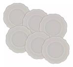 Conjunto 6 Pratos Rasos em Porcelana Maldivas com Fio Prata 28cm Wolff