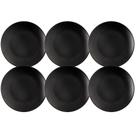 Conjunto 6 Pratos Rasos para Sobremesa Plástico Preto 18cm Coza Mesa Posta