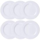Conjunto 6 Pratos Rasos Porcelana 27cm Tramontina Branco Vibrare Aba Larga Mesa de Jantar