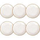 Conjunto 6 Pratos Rústicos Tramontina 25cm Rasos Porcelana Decorado Marrom