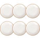 Conjunto 6 Pratos Rústicos Tramontina Rasos 28cm Porcelana Marrom Decorado