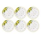 Conjunto 6 Pratos Sobremesa Limão e Flores Cerâmica Conjunto 6 Pratos Sobremesa Limão e Flores Cerâmica