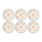 Conjunto 6 Pratos Sobremesa Perlasa Flores Cerâmica Conjunto 6 Pratos Sobremesa Perlasa Flores Cerâmica