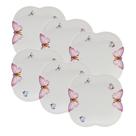Conjunto 6 Pratos Sobremesa Porcelana Borboletas Branco 19cm Wolff