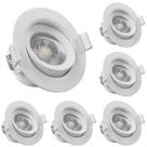 Conjunto 6 Spot Led Redondo Embutir 3W Branco Frio 6500k Bivolt - Luz Fria e Econômica com Alta Durabilidade
