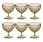 Conjunto 6 Taça Sobremesa Acrilico Glamour Ambar Mesa Posta