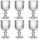 Conjunto 6 Taças De Vidro 350ml para Servir Água Vinho Sucos Drinks Ideal para Mesa Posta Bar Canto Gourmet Decoração Cozinha Material Resistente