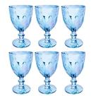 Conjunto 6 Taças de Vidro Platinado ou Azul Milbani Água Suco Refrigerante Vinho Coqueteis Espumantes Presente Elegante Moderno 330ml
