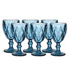 Conjunto 6 Taças De Vinho Água Vidro Azul 320ml - Mimo Style