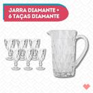 Conjunto 6 Taças Diamantes 300ML + 1 Jarra Vidro Suco Agua 1L