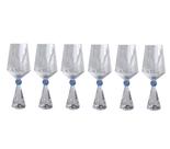 Conjunto 6 Taças Diamond de Vidro com Base de Cristal Azul 595ml BJ0026 BTC