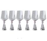 Conjunto 6 Taças Diamond de Vidro com Base de Cristal Rosa 595ml BJ0028 BTC
