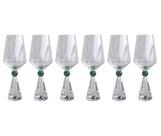 Conjunto 6 Taças Diamond de Vidro com Base de Cristal Verde 595ml BJ0027 BTC Conjunto 6 Taças Diamond de Vidro com Base de Cristal Verde 595ml BJ0027 BTC