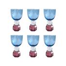 Conjunto 6 Taças em Vidro Azul Base Diamantada Transparente e Roxo 360ml BJ0068 BTC Conjunto 6 Taças em Vidro Azul Base Diamantada Transparente e Roxo 360ml BJ0068 BTC