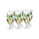 Conjunto 6 Taças Palm Tree Handpaint Cristal Ecológico 450ml