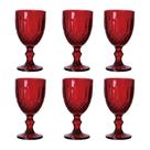 Conjunto 6 Taças Vidro Para Água Bon Gourmet Brand Vermelho 345ml