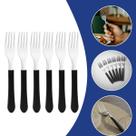 Conjunto 6 Talheres Inox Cabo Polipropileno Preto Mesa Cozinha Refeição Resistente Alta Qualidade