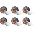 Conjunto 6 Xícaras 260ml Com Pires Temático Natal Coup Christmas Spirit Porto Brasil