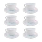 Conjunto 6 Xícaras Caneca 200ml com Pires Branco em Melamina