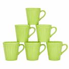 Conjunto 6 Xícaras Caneladas 120ml Verde Oliva para Café, Expresso, Estilo Vintage, Retrô