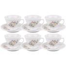 Conjunto 6 Xícaras Chá Com Pires 200ml Porcelana Schmidt - Dec. Eterna E351