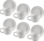Conjunto 6 Xícaras com Pires Para Café Cerâmica Wincy Odessa 85ml