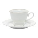 Conjunto 6 Xícaras De Café Com Pires Branco Com Fio De Ouro 80Ml Maldivas Wolff