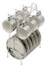 Conjunto 6 Xicaras de Café com Pires em Porcelana e Suporte Versa Prata 90ml Wolff