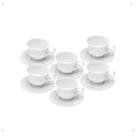 Conjunto 6 Xicaras de Cafe de Porcelana com Pires Fancy Branco 90ml - Wolff
