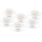 Conjunto 6 Xicaras de Café em Porcelana Fio Dourado Mônaco Branco 100ml Wolff