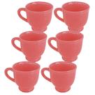 Conjunto 6 Xícaras de Café Porcelana Glaze Rosa 100ml JGXC089RS - Hauskraft