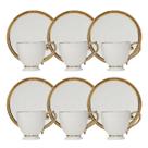 Conjunto 6 Xícaras de Chá 200ml Paddy Com Pires Borda Dourada Porcelana Wolff