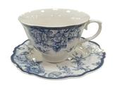 Conjunto 6 Xicaras De Chá Flores Azul 220ml Decor Glass