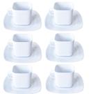 Conjunto 6 Xícaras e Pires Quadrado em Melamina 250 ml