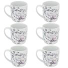 Conjunto 6 Xícaras Grande Porcelana de Chá Café Florida 360ml Branca Germer Garden Urban