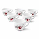 Conjunto 6 Xícaras Scarlet Bliss 130ml em Vidro Opalino Branco Floral para Café Chá e Cappuccino Conjunto 6 Xícaras Scarlet Bliss 130ml em Vidro Opalino Branco Floral para Café Chá e Cappuccino