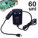 Conjunto 60 Fontes Para Raspberry Pi3 Pi 3 B E B+ 5v 3a Botão On Alto Desempenho U1002