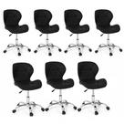 Conjunto 7 Cadeiras Office Eiffel Slim Giratória Ajustável Preta