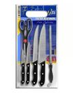 Conjunto 7 facas inox cabo preto - 123util
