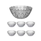 Conjunto 7 Peças de Vidro Lapidado Málaga 1 Bowl Grande + 6 Tigelas de Sobremesa Elegante e Resistente
