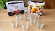 Conjunto 7 Peças Jarra Com 6 Copos Vidro Suco Água Bebidas Conjunto 7 Peças Jarra Com 6 Copos Vidro Suco Água Bebidas