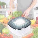 Conjunto 7 Potes Quadrado de Plástico com Tampa Utensílio Doméstico Cozinha Legumes Mantimentos Cereais Verdura Sortida