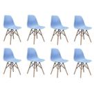 Conjunto 8 Cadeiras Eiffel PP Base Madeira Azul/Bali