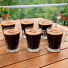 Conjunto 8 Canecas de Vidro 180ml para Bebidas Quentes e Frias Design Sofisticado Transparente