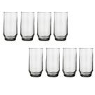Conjunto 8 Copos Vidro Transparente 410ml Lights Suco Nadir