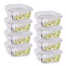 Conjunto 8 Potes Vidro 320ml Hermético 4 Travas Alimentos Conjunto 8 Potes Vidro 320ml Hermético 4 Travas Alimentos