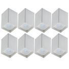 Conjunto 8 Spots Brancos de Teto Zoom Dital Plástico Sobrepor Quadrado Lâmpada Par20 Bivolt