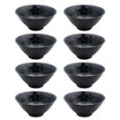 Conjunto 8 Tigelas De Melamina Kanpai Premium Preta Bowl 300ml Oriental Para Sopa Cumbuca Ondulada 4 Unidades Bestfer